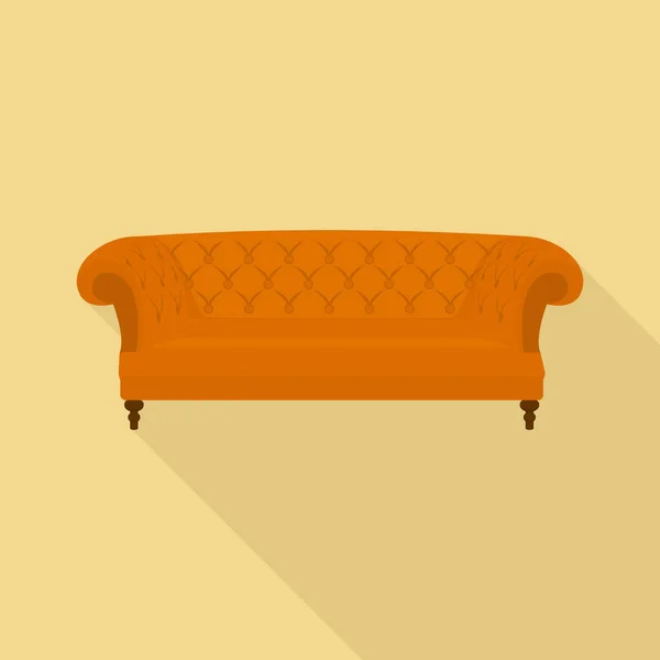 Canapé icône en cuir, style plat — Image vectorielle