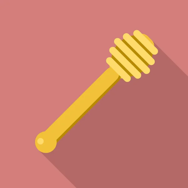 Dřevěné medu lžíci ikona, plochý — Stockový vektor
