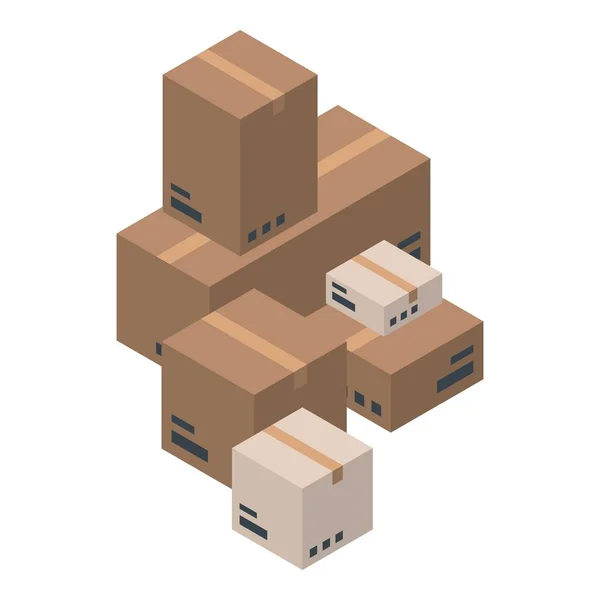 Ikon kotak stack pengiriman, gaya isometrik - Stok Vektor