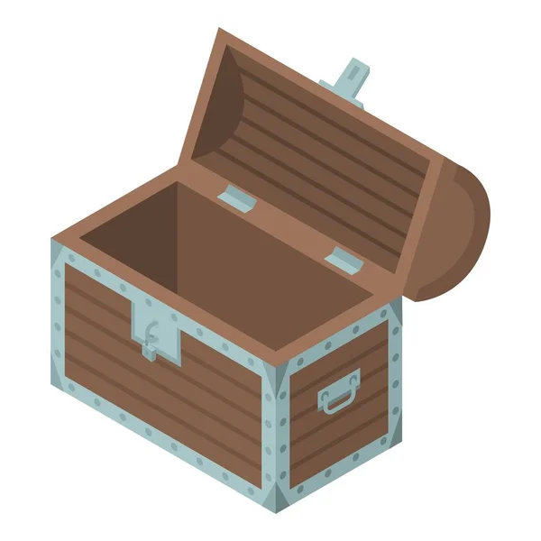 Icono de caja del tesoro vacío, estilo isométrico — Vector de stock