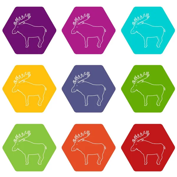 Elk iconos conjunto 9 vector — Vector de stock