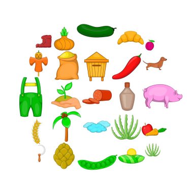 El emeği Icons set, karikatür tarzı