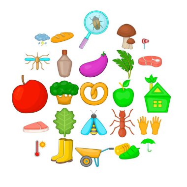Fiziksel çalışma Icons set, karikatür tarzı