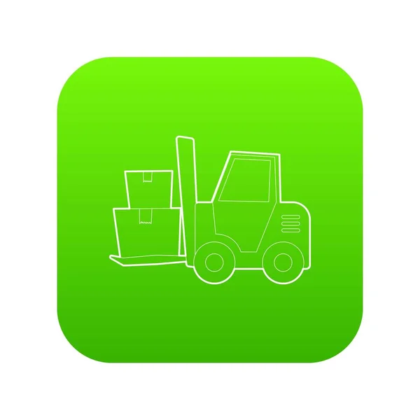 Forklift icon green vector — Stock Vector