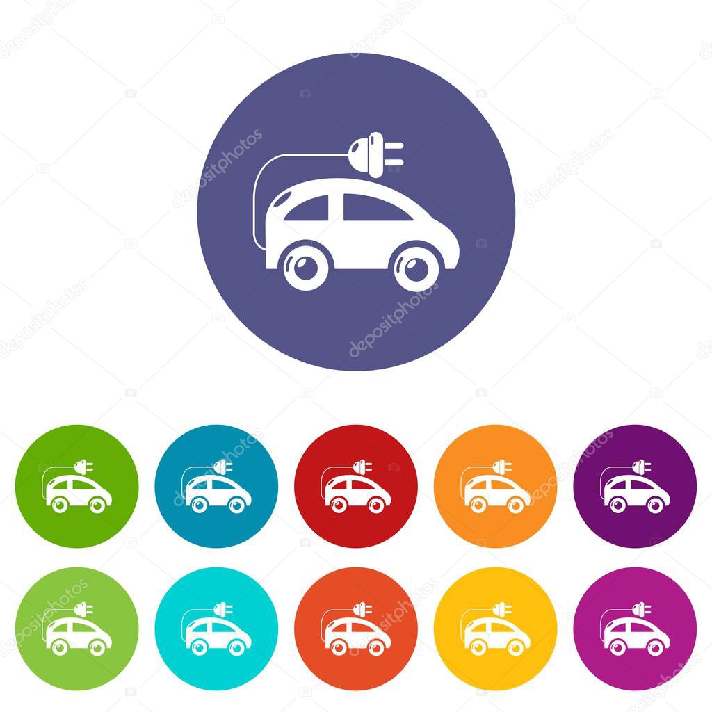 Modern electric car icons color set vector for any web design on white background