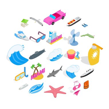 Strand Icons set, izometrik stili