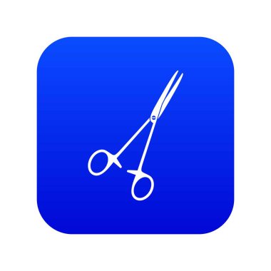 Tıbbi kelepçe makas simgesi dijital mavi beyaz vektör illüstrasyon izole herhangi bir tasarım için