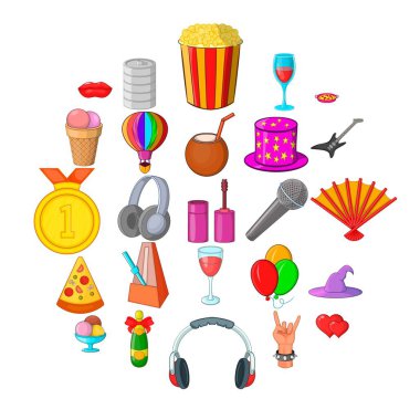 Kokteyl akşam Icons set, karikatür tarzı