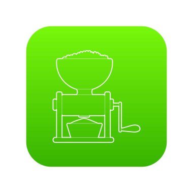 Beyaz arka plan üzerinde izole et kıyma makinesi yeşil simge vektör