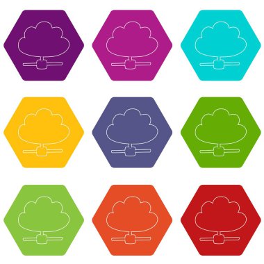 9 vektör bulut veritabanı Icons set