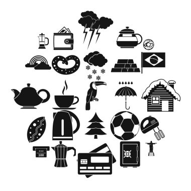 Kahve sabah Icons set, basit tarzı