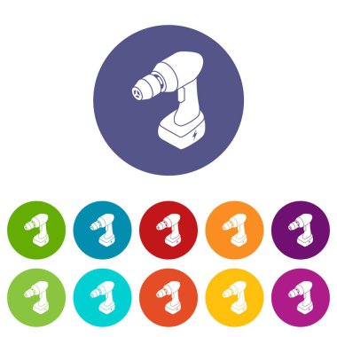 Akülü matkap simgeler vektör renk ayarla