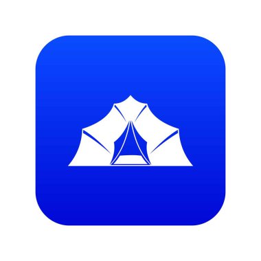 Yürüyüş ve kamp çadır simgesi dijital mavi