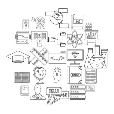 Üniversite Icons set, anahat stili