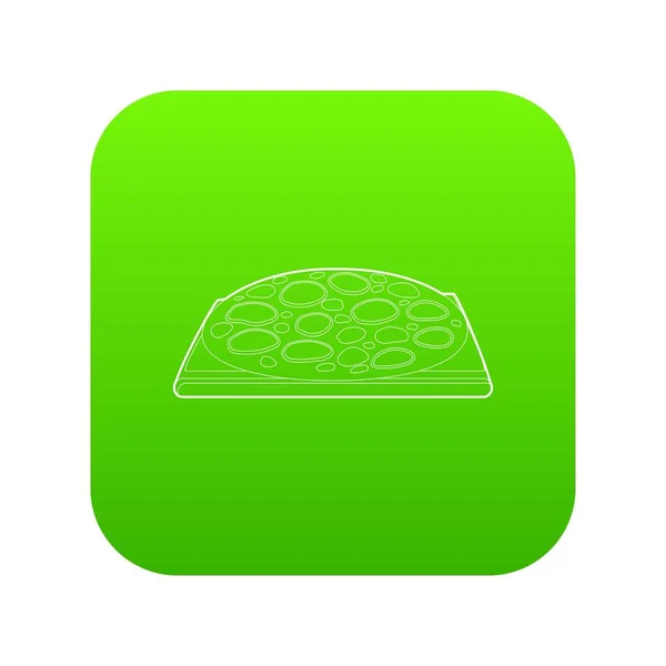 Pizza-Ikone grüner Vektor — Stockvektor