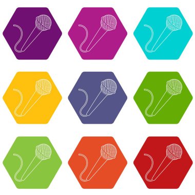 9 vektör mikrofon Icons set