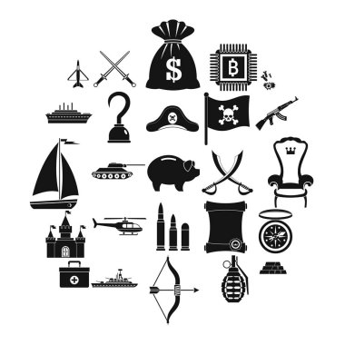 Icons set, basit tarzı mücadele