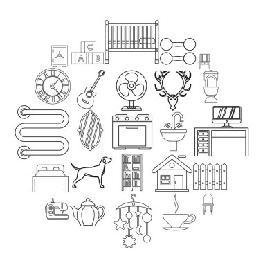 Rahat ev Icons set, anahat stili