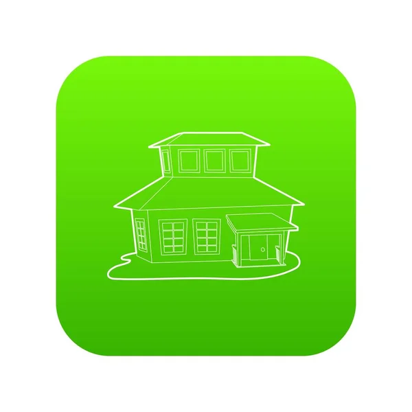 Großes Haus Symbol grüner Vektor — Stockvektor