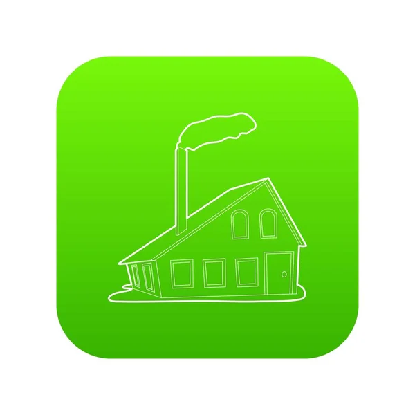 Haus mit Schornsteinsymbol grüner Vektor — Stockvektor
