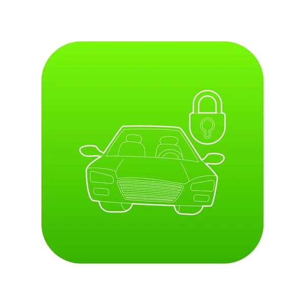 Bil och hänglås ikonen gröna vektor — Stock vektor