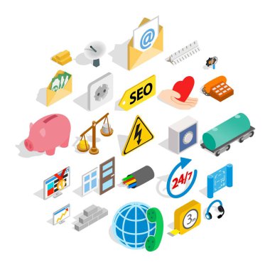 Endüstriyel karmaşık Icons set, izometrik stili