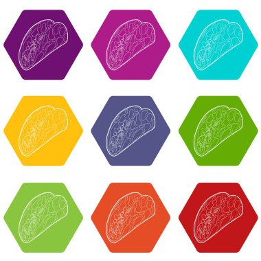 9 vektör Kebap Icons set
