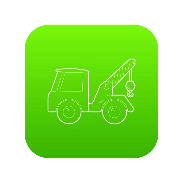 Coche remolque camión icono verde vector — Vector de stock