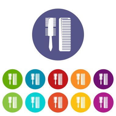 Saç tarak simgeler vektör renk ayarla