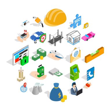 Endişe Icons set, izometrik stili