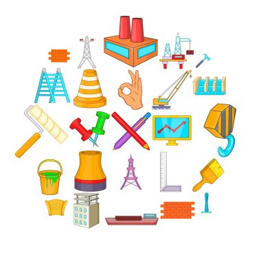 Lüks bina simgeler ayarla, tarzı çizgi film