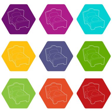 9 vektör yatak Icons set