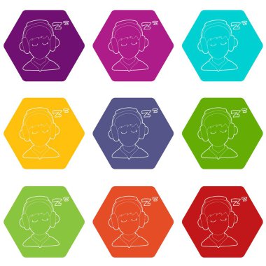 Çocuk simgeler uyku 9 vektör ayarla