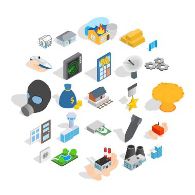 Projeksiyon Icons set, izometrik stili
