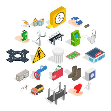 Elektro iş simgeler kümesi, izometrik stili