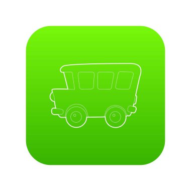 Okul otobüsü yeşil simge vektör