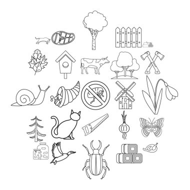 Yerleşim Icons set, anahat stili