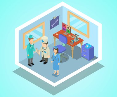 Laboratuvar kavramı afiş, izometrik stili