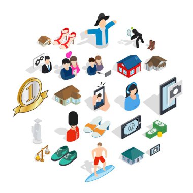 Çift Icons set, izometrik stili