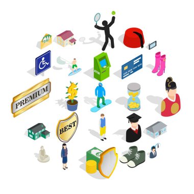 İkili Icons set, izometrik stili