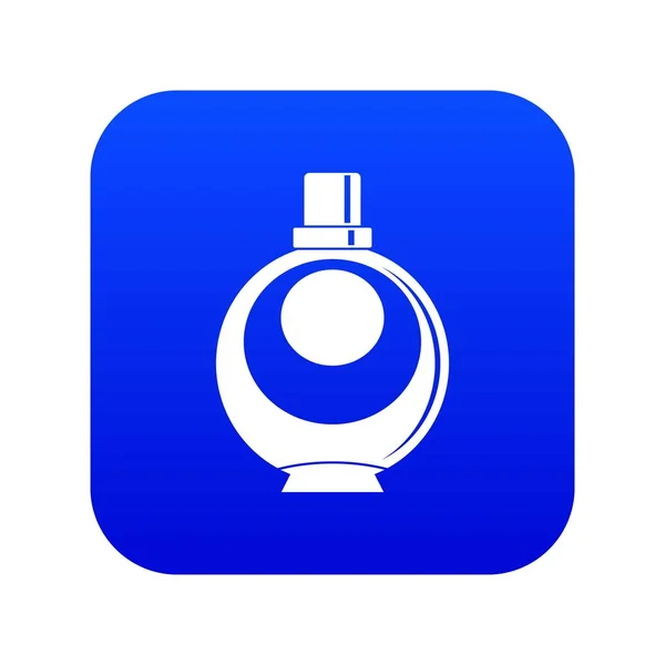 Elegante mujer perfume redondo botella de vidrio icono digital azul — Archivo Imágenes Vectoriales