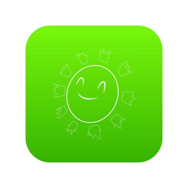 Güneş yeşil simge vektör