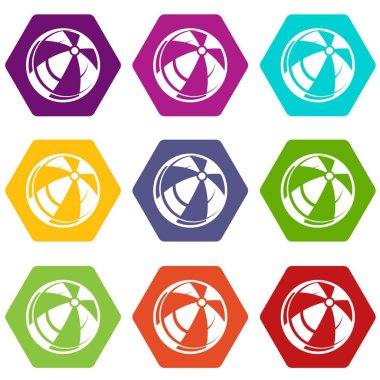 9 vektör plaj topu Icons set
