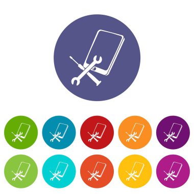 Onarım smartphone simgeler kümesi vektör renk