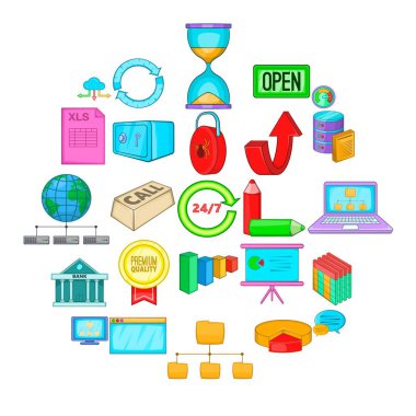 Icons set, karikatür tarzı kesmek server