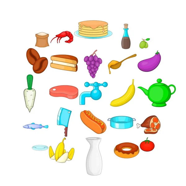 Conjunto de iconos culinarios, estilo de dibujos animados — Vector de stock