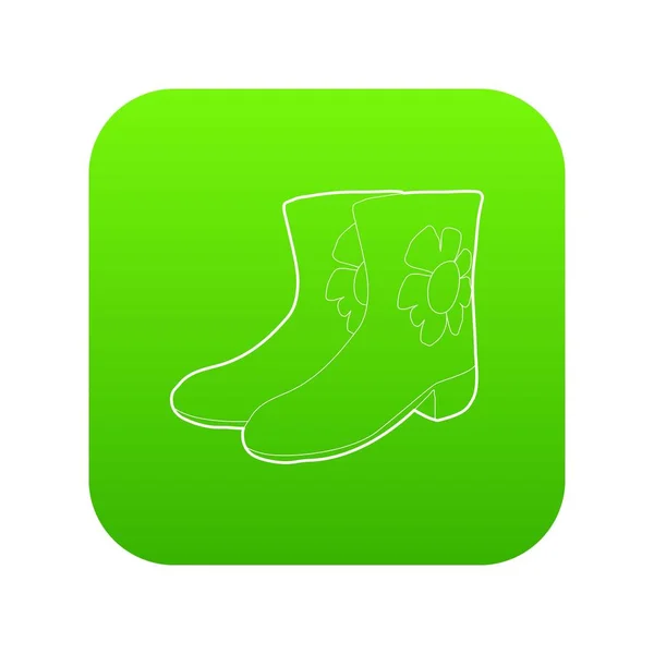 Rubber boots icon green vector — Stock Vector