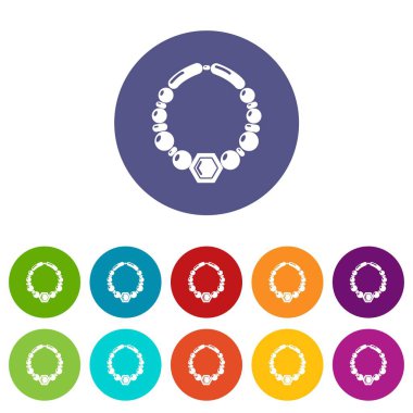 Pearl necklace icons set vector color