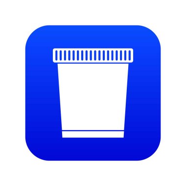 Çöp can simgesi dijital mavi beyaz vektör illüstrasyon izole herhangi bir tasarım için