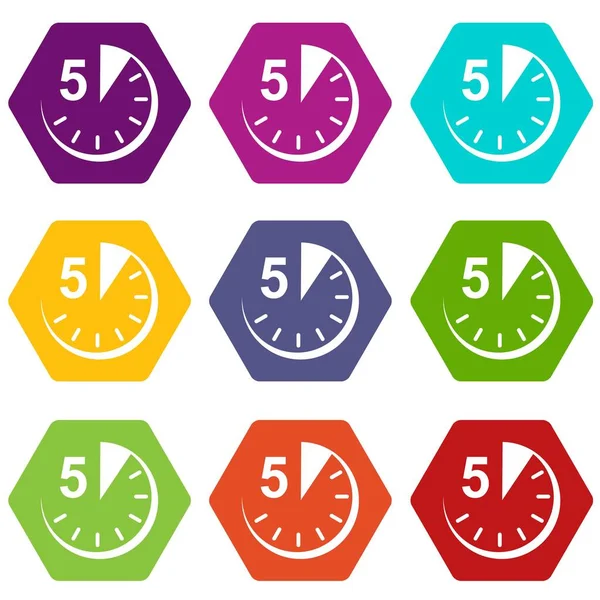 5 minuten iconen set 9 vector — Stockvector